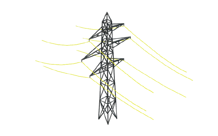 Visualisierung einer Hochspannungsleitung