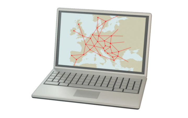Visualisierung des Stromnetzes in Europa